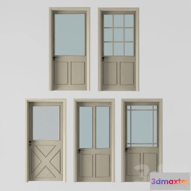 1071298 - 5 interior doors beige color - 204855