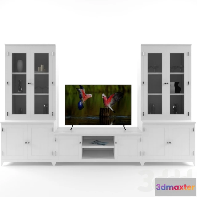 1082600 - Harrison 5-Piece White Entertainment Center Glass Doors - 216157