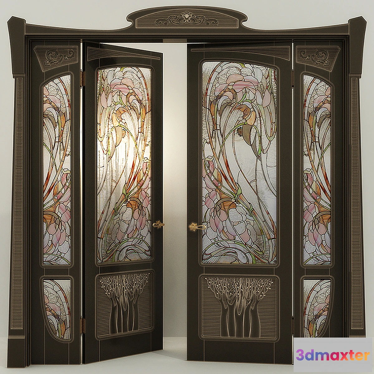 1275160 - Stained glass door two-field modern 3D Max