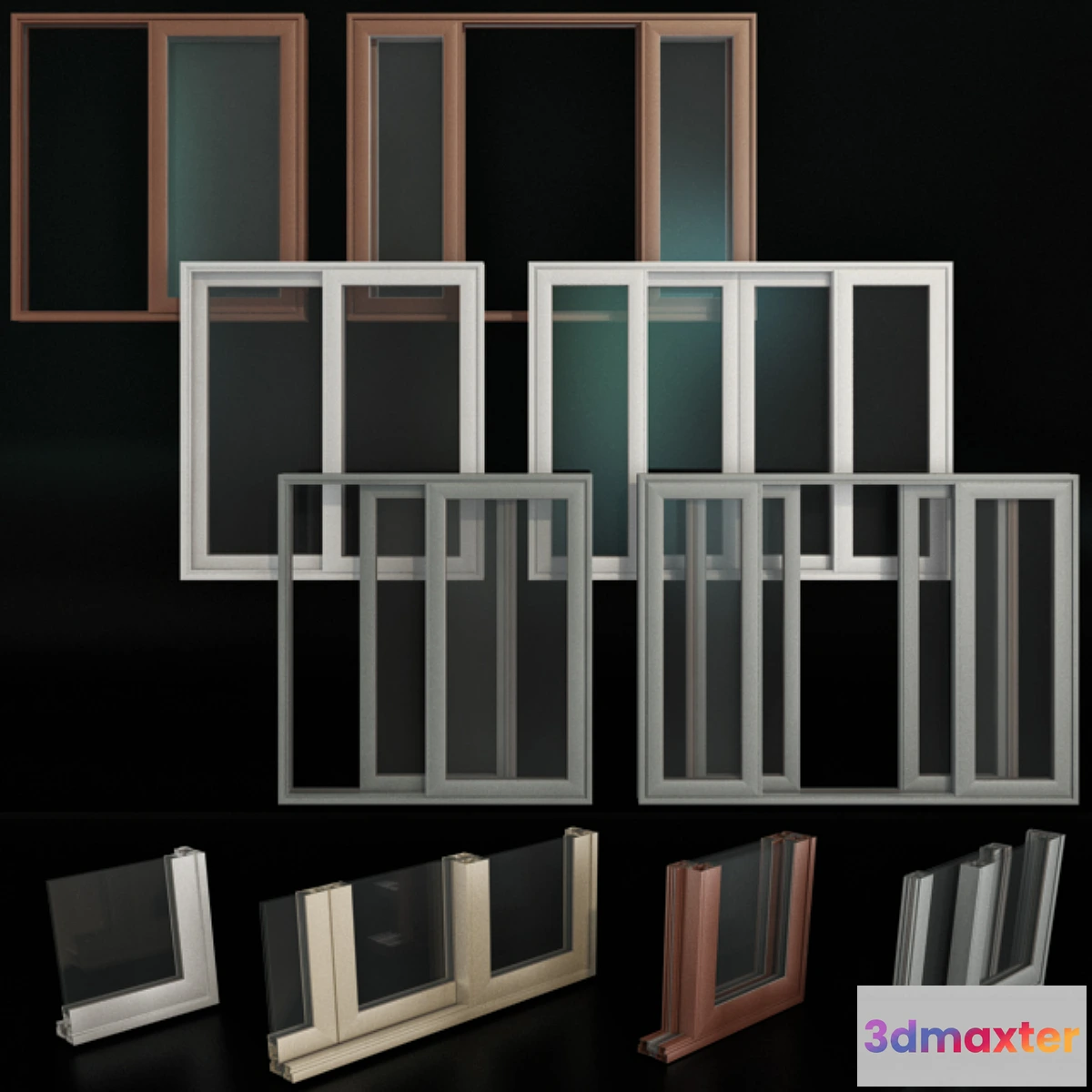1293757 - Sliding Stained Glass Aluminum Doors 3D Max