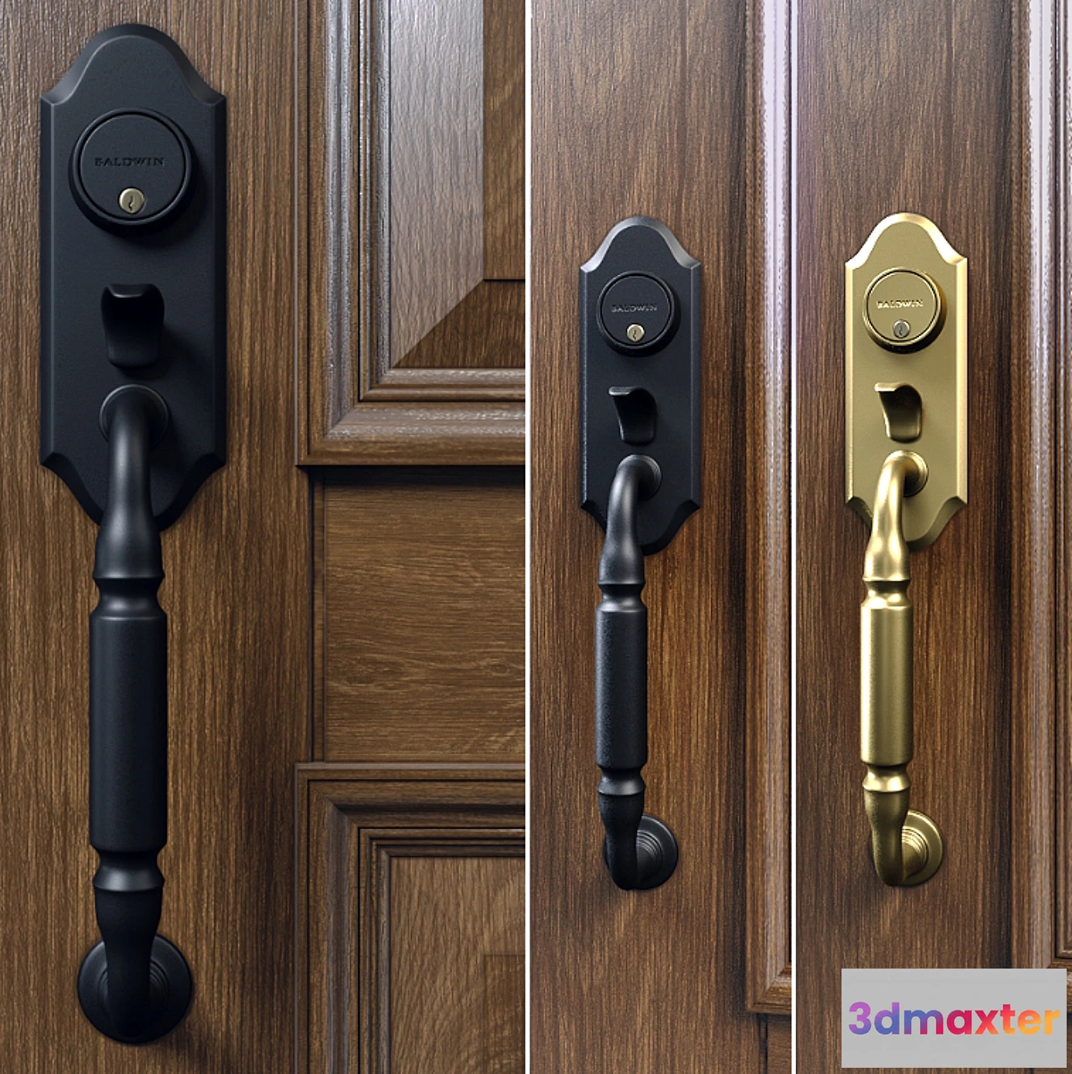 1297310 - Baldwin. Ashton two-point lock handleset 3D Max