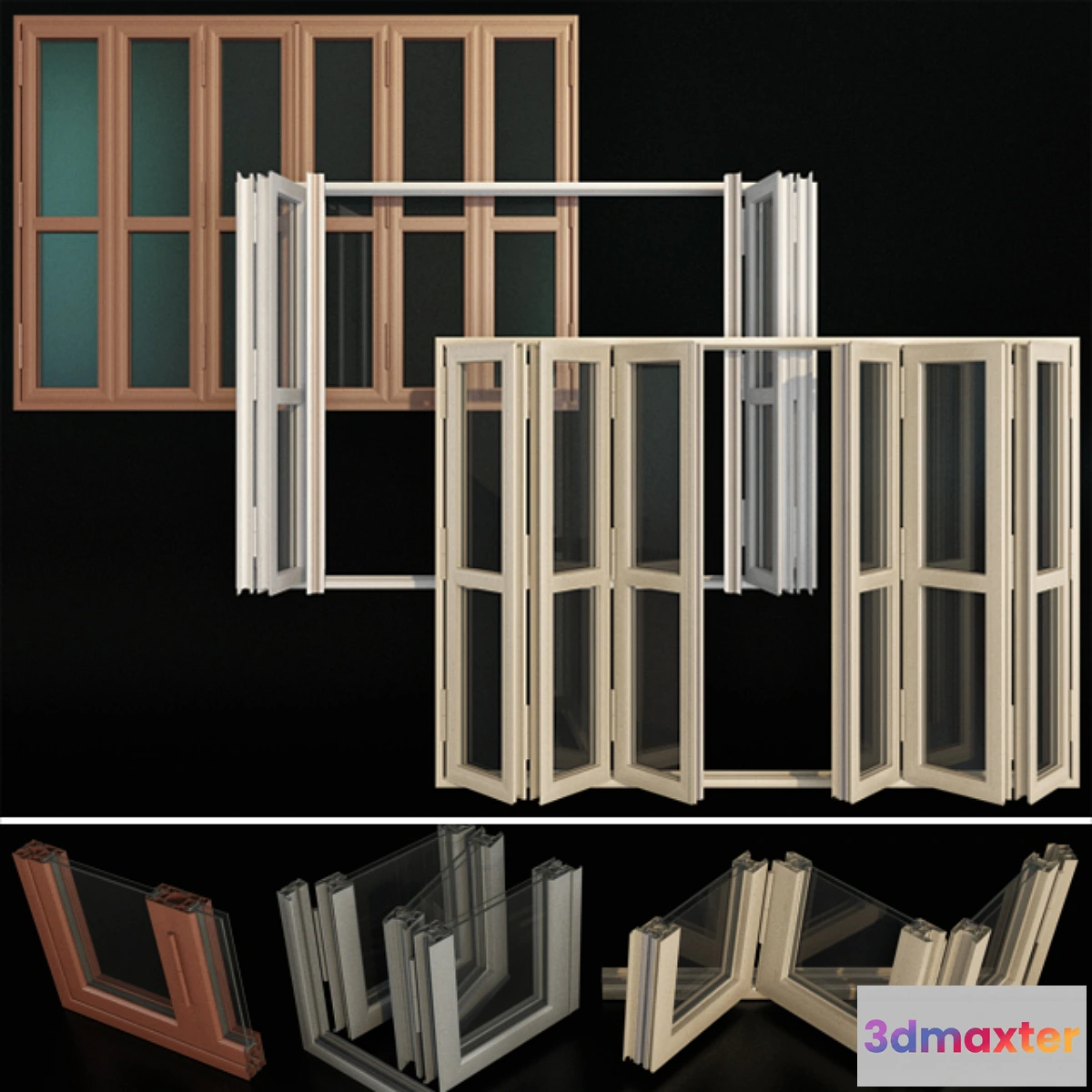 1301868 - Folding stained Glass Aluminum Doors 3D Max