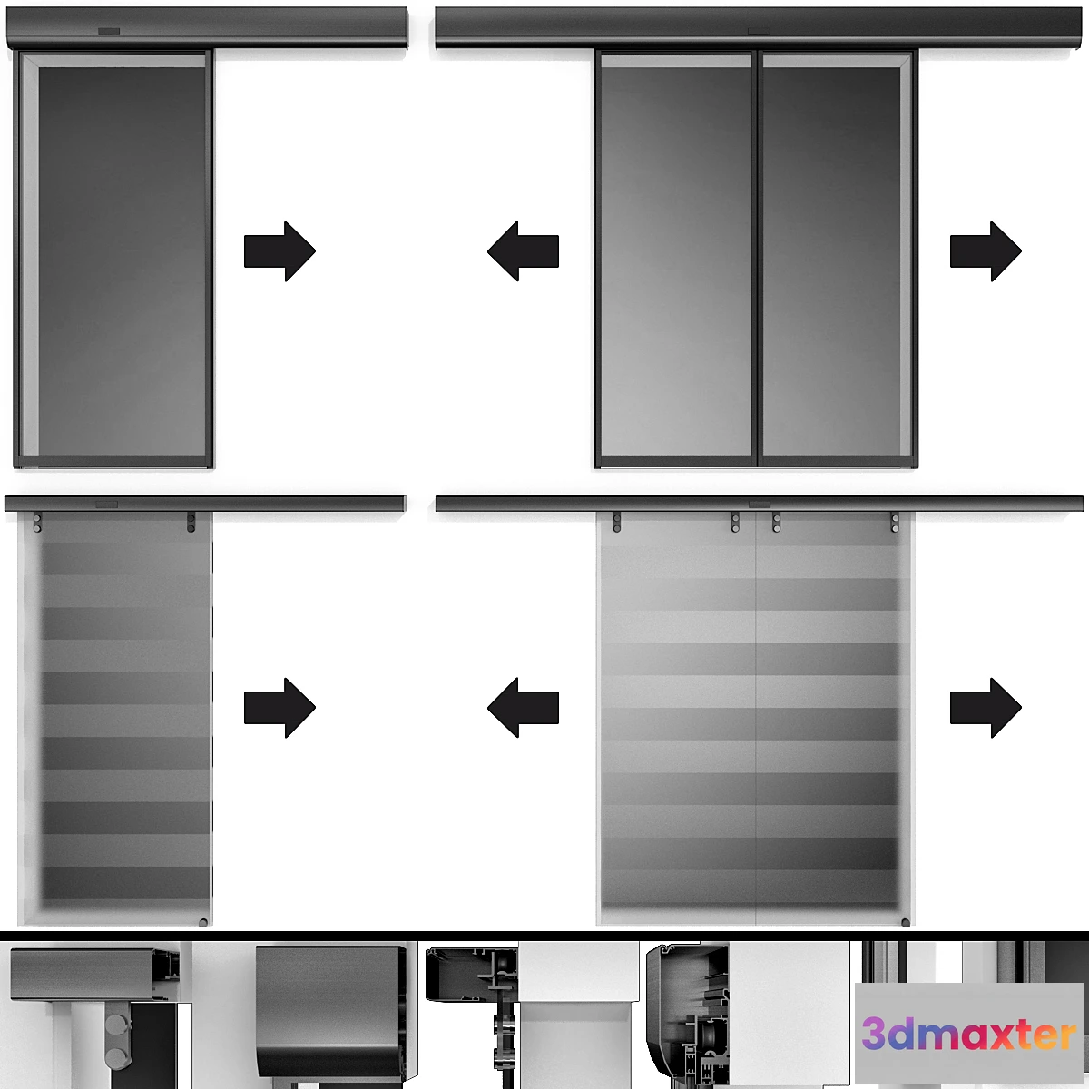 1311305 - Automatic Sliding Metal Glass Doors 3D Max
