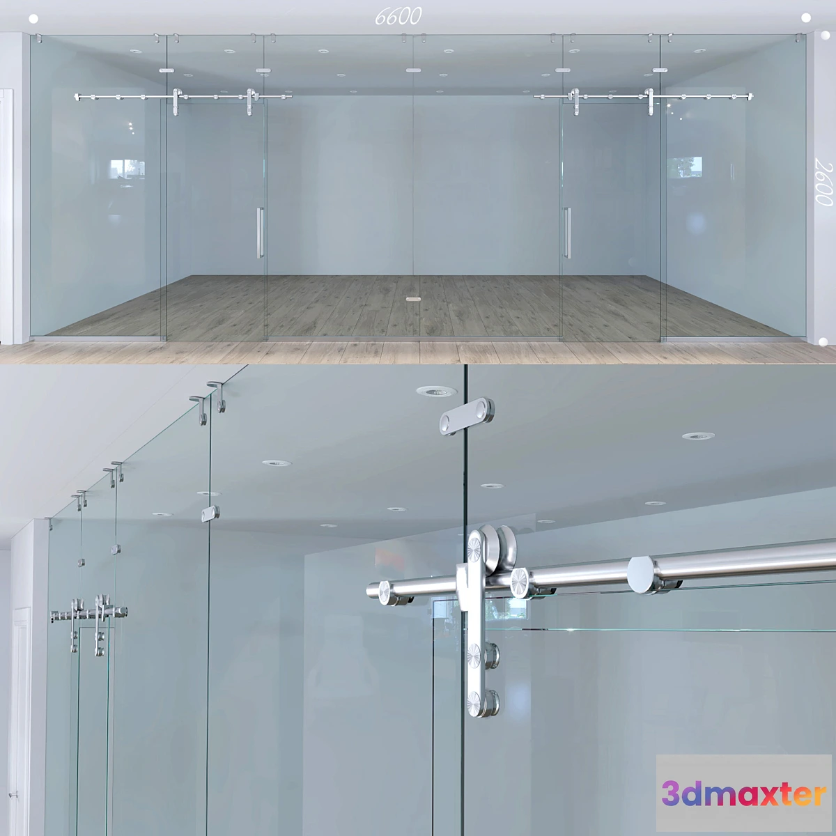 1333278 - Glass partition with sliding doors - 1 3D Max
