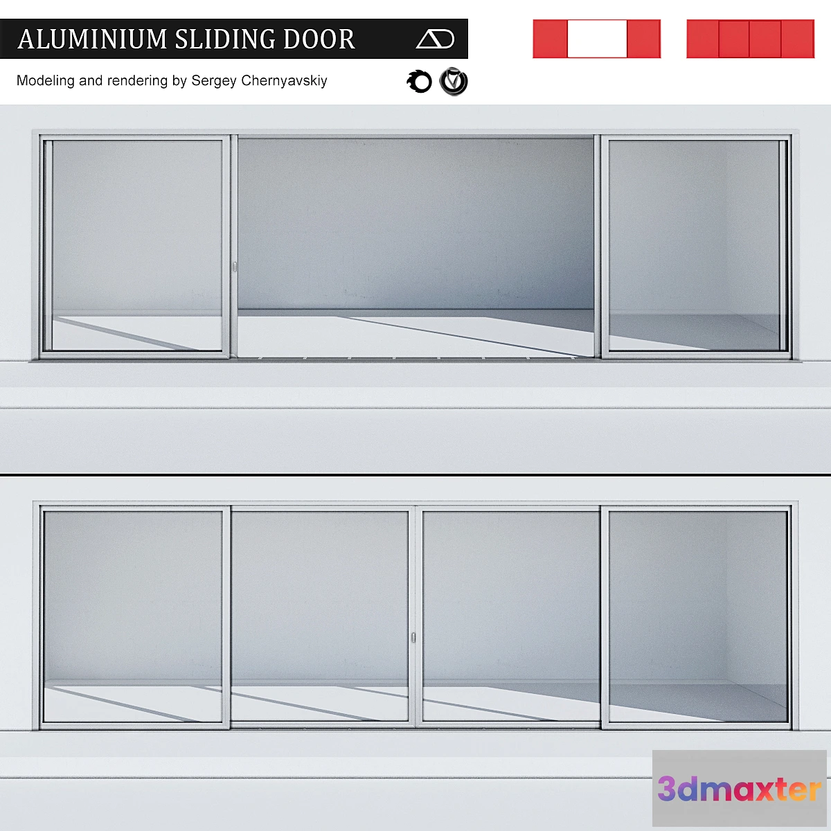 1335927 - Aluminum sliding door 3D Max