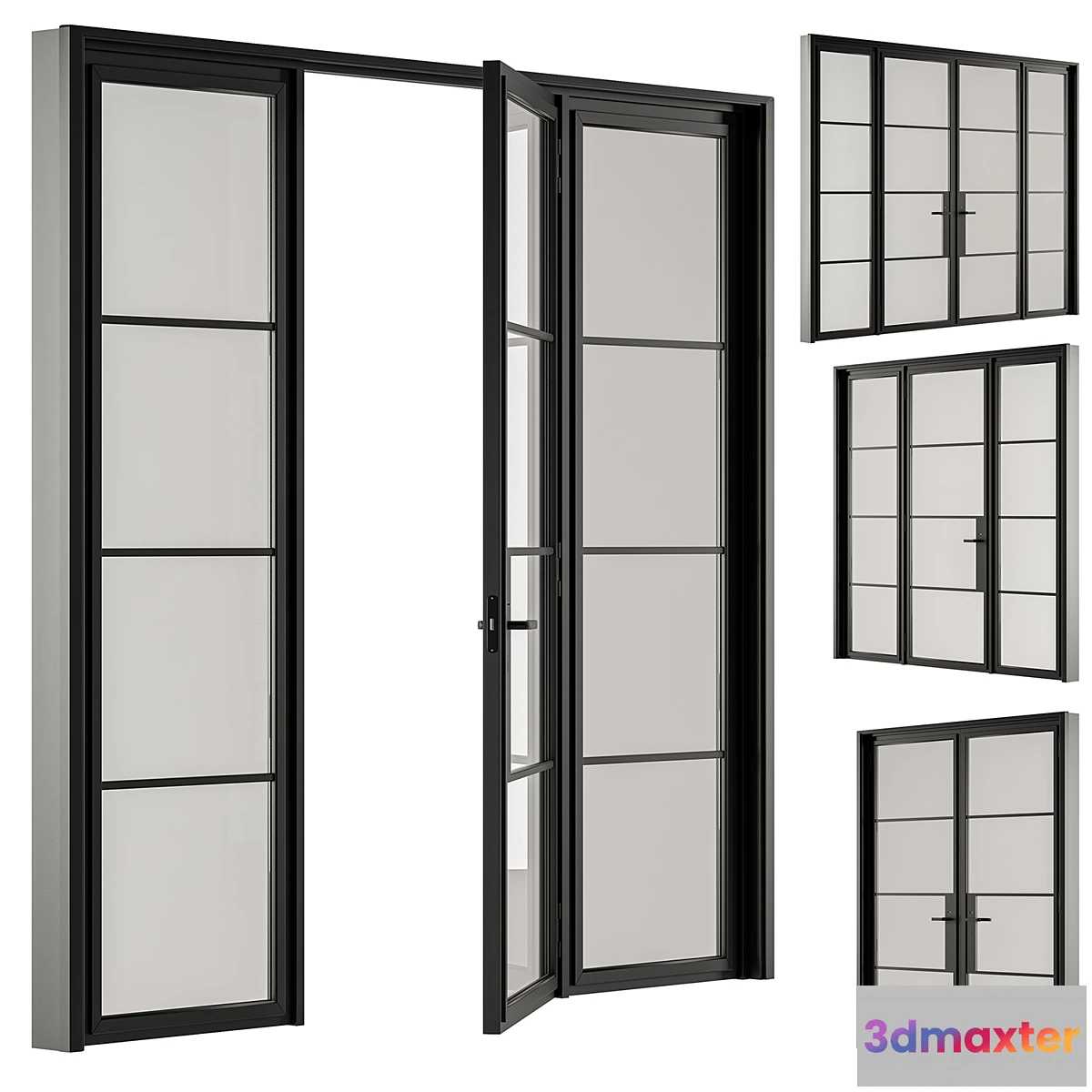 1351623 - Metal Glass Door - Set 95 3D Max