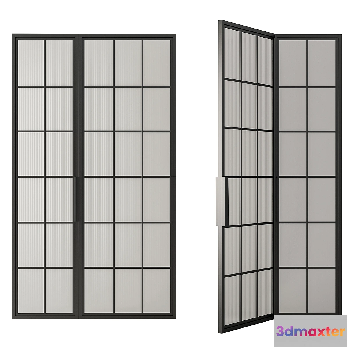 1355682 - Metal Frame Mate Glass Modern Door - Door Model 45 3D Max