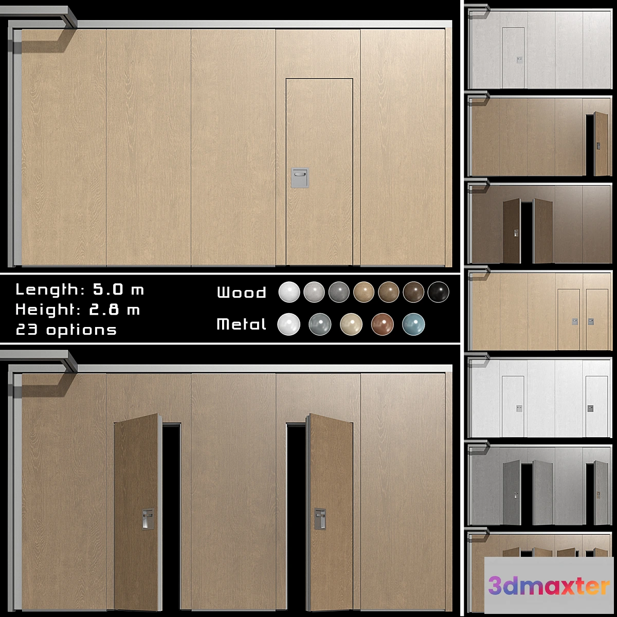 1404044 - Sliding wooden partition wall 3D Max