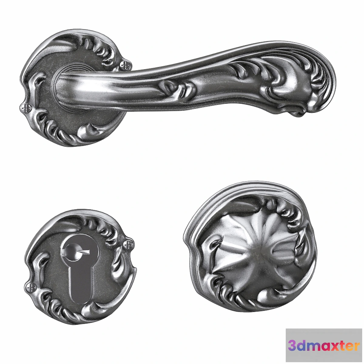 1408736 - Classic Door Handle in silver 3D Max