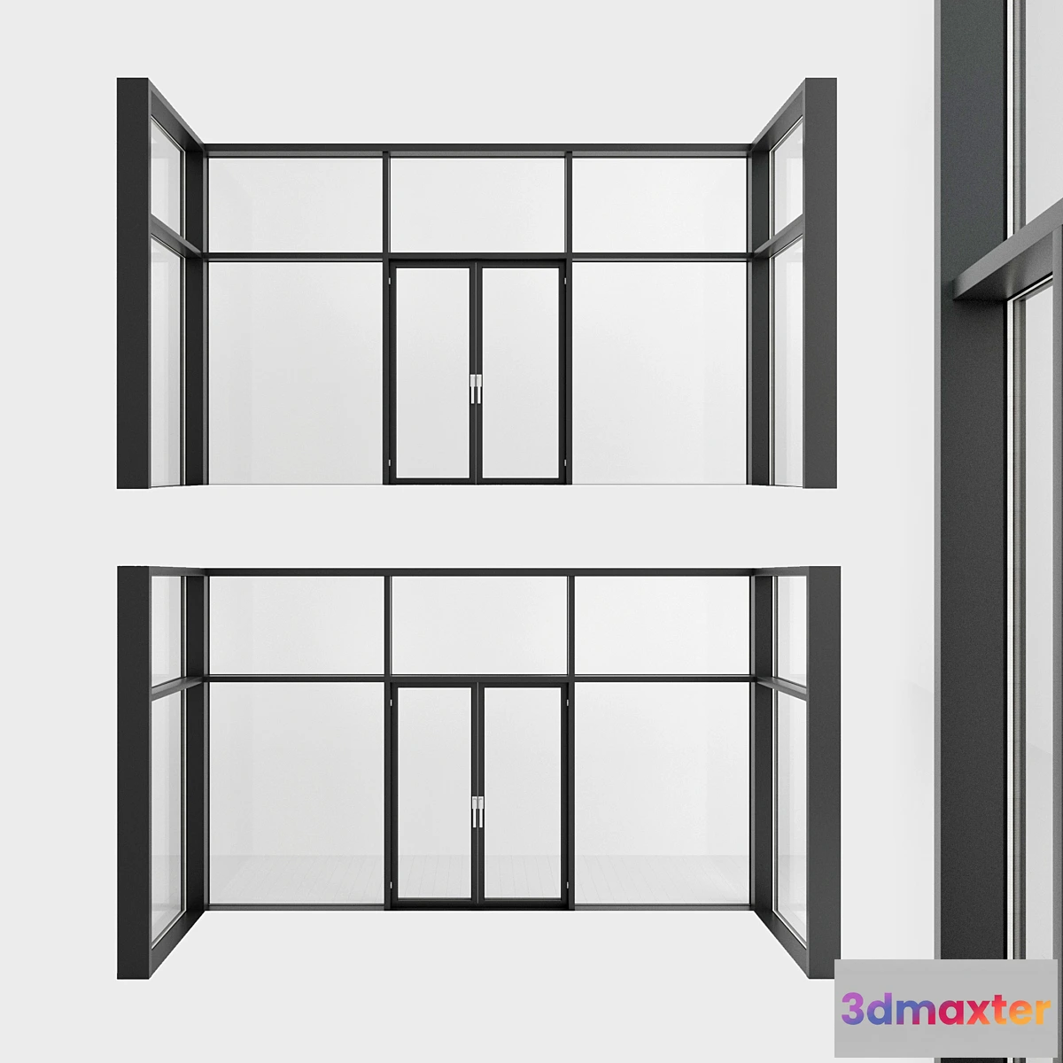 1431096 - Panoramic glazing. A door. five 3D Max