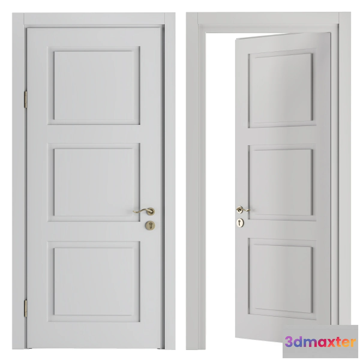 1446390 - White and Gold Classic Door - Set 32 3D Max
