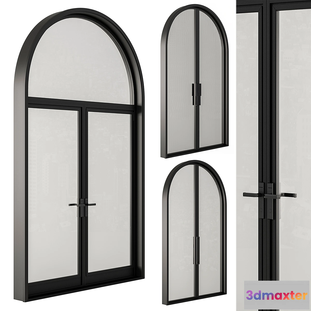 1448384 - Metal Glass Arched Door - Door Model 43 3D Max