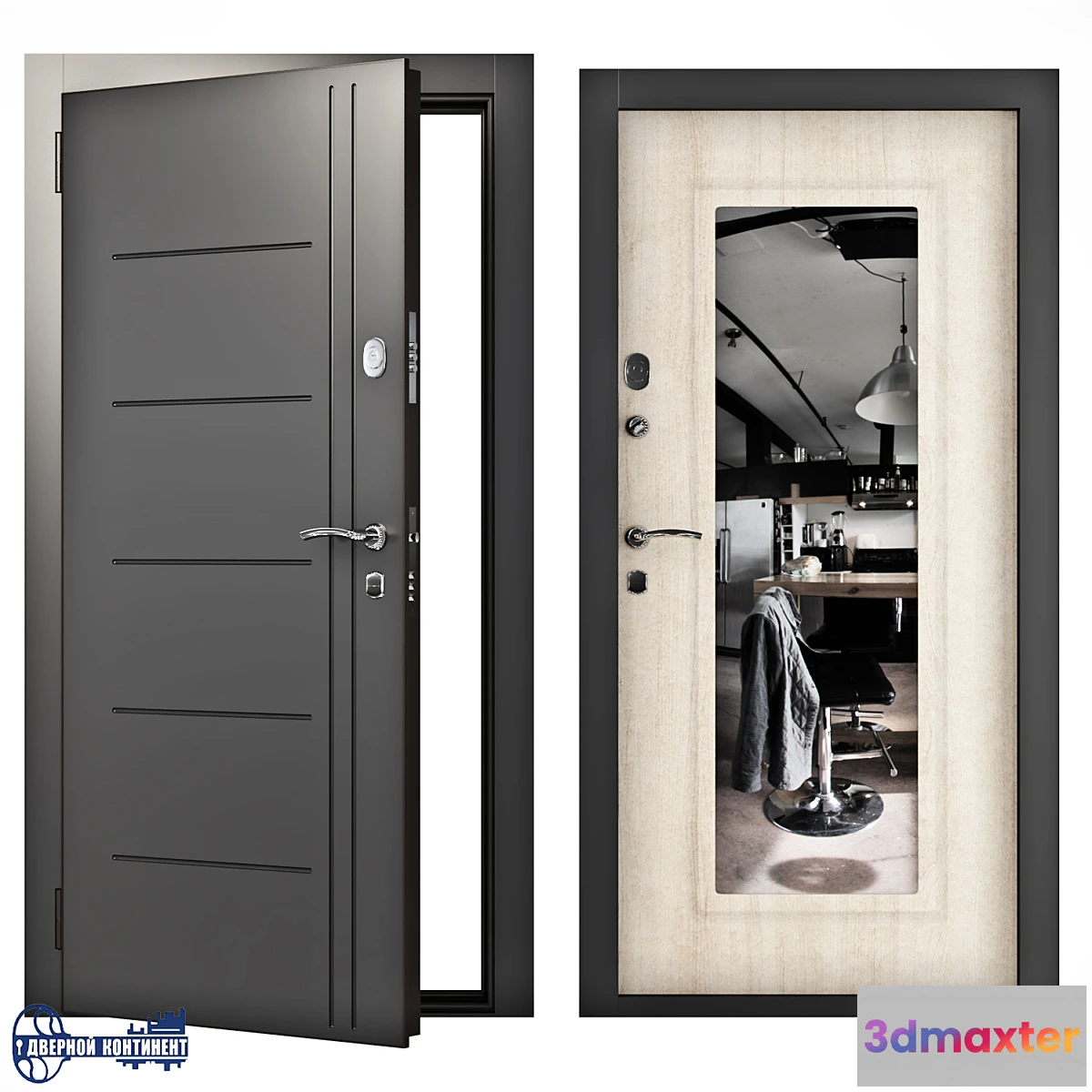 1475510 - Entrance doors Continent City-mirror 3D Max