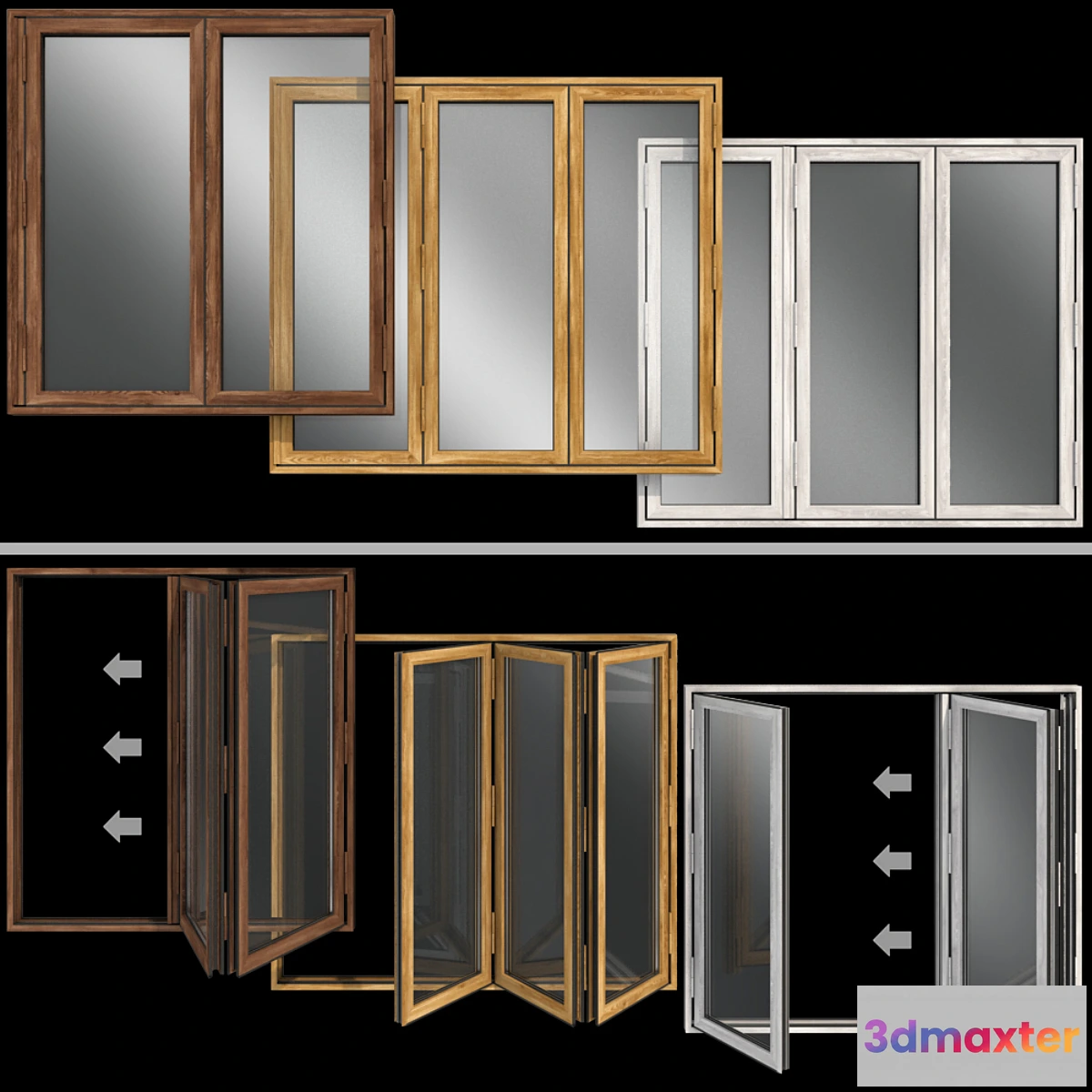 1475772 - Folding stained Glass Wooden Doors 3D Max