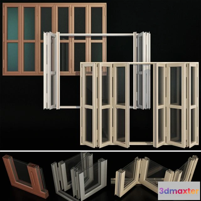 1545265 - Folding stained Glass Aluminum Doors 3D Max