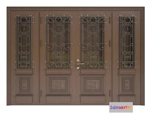 1547279 - Front door with carvings and forged elements 3D Max