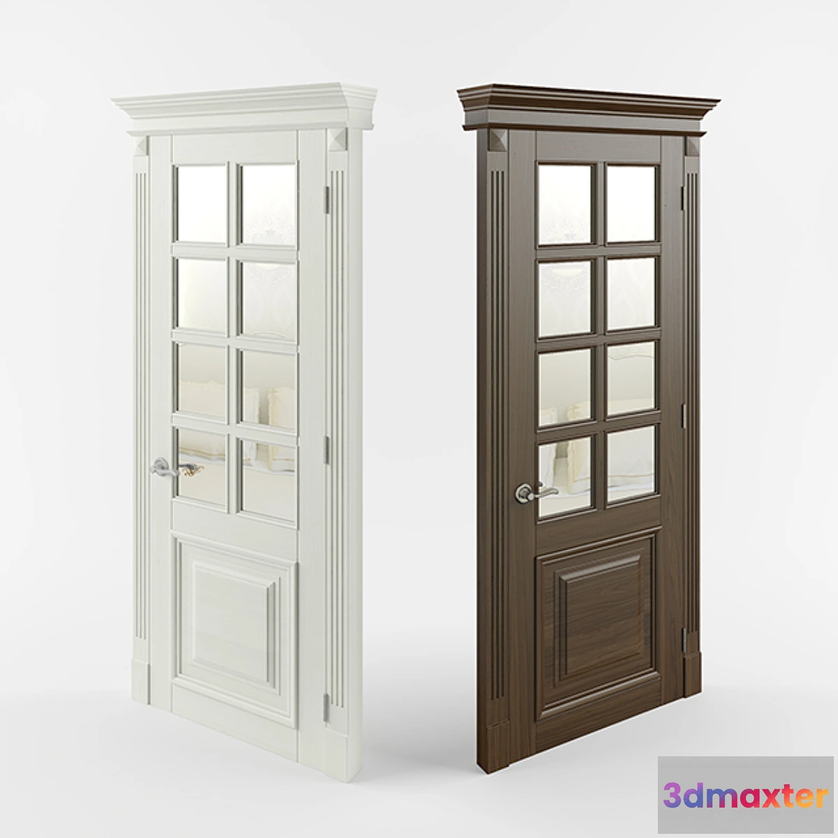 628217 - Wooden door with mirror.