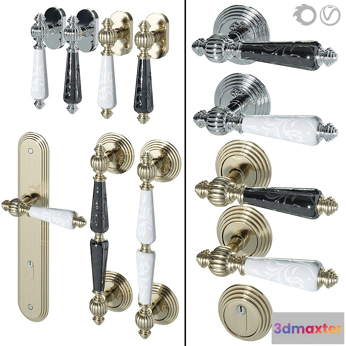 742945 - Door Handle Set Fimet Michelle 106P Flower - No.2