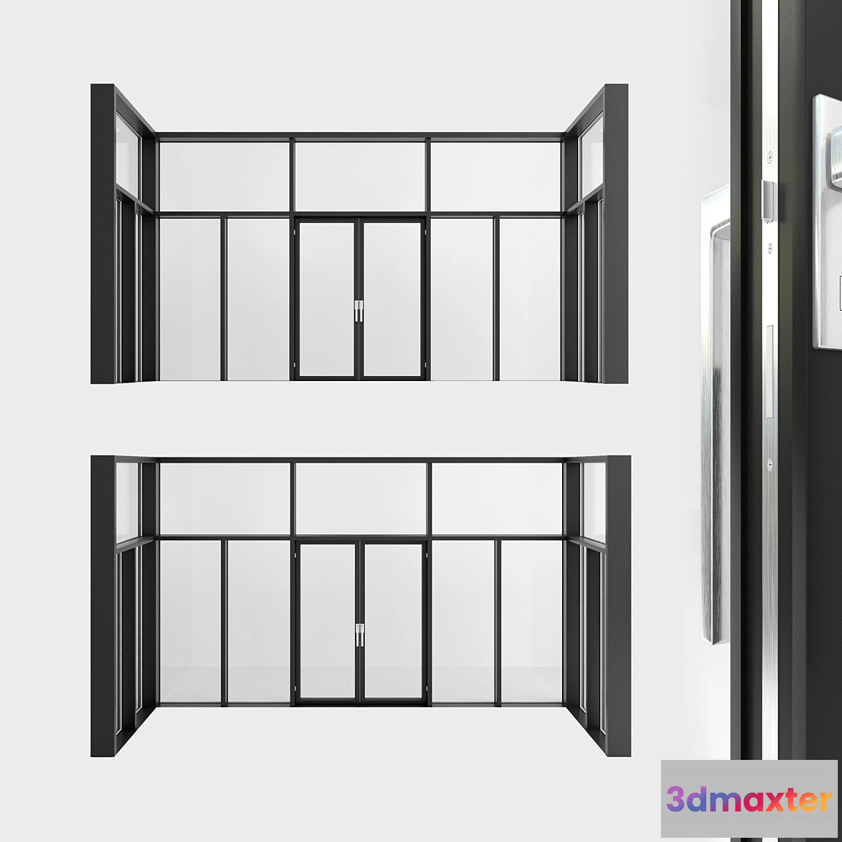 754679 - Panoramic glazing. A door. one