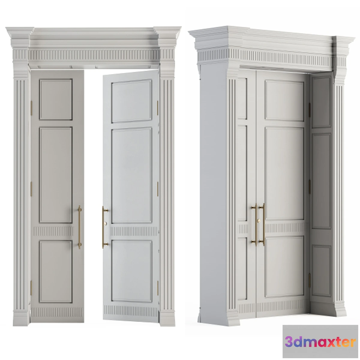 754909 - White Wooden Classic Door Set 27 - No.2