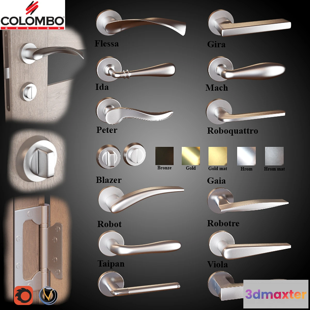 814474 - Door knobs 12 pcs. (5 colors) Colombo