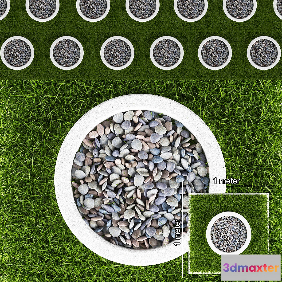 1286186 - GRASS AND PEBBLES ROUND 3D Max