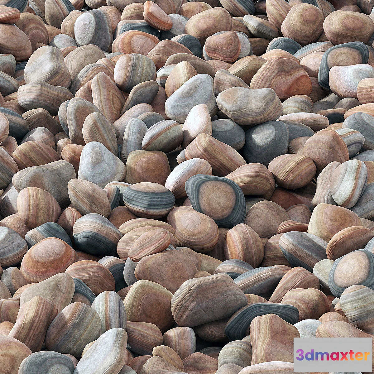 1340552 - Collection pebble river _ Collection of river pebbles 3D Max