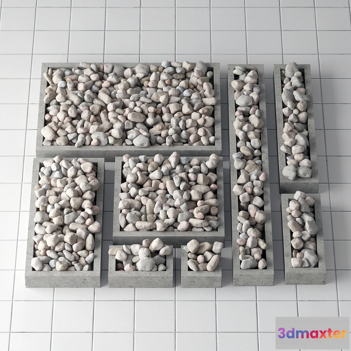 1401096 - Pedestal stone pebble collection 3D Max