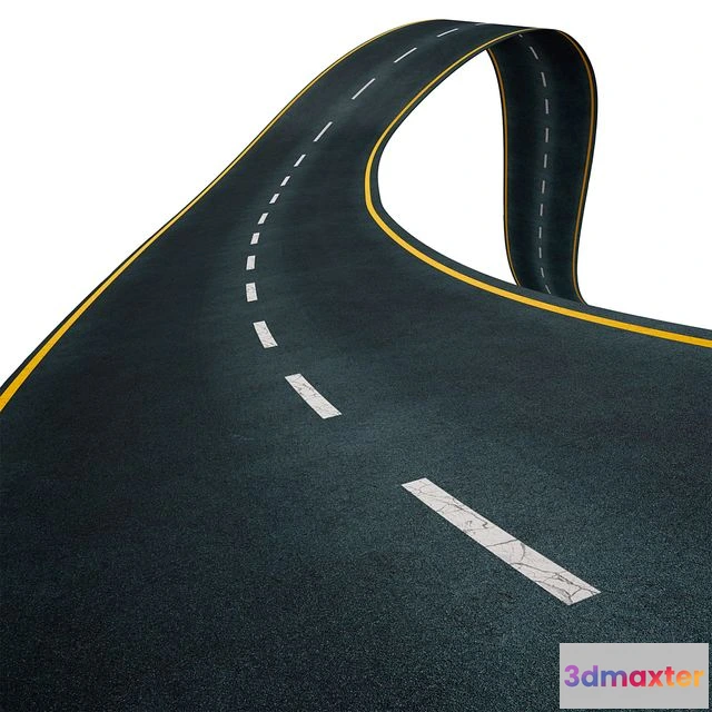 1548971 - Editable winding asphalt two lane road with markings 05 3D Max