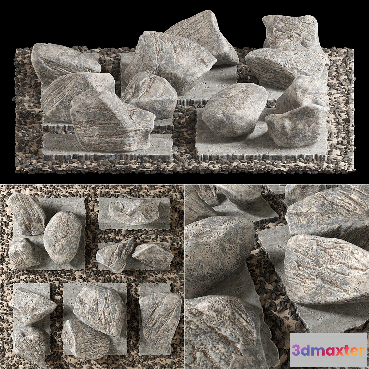 718128 - Slab tile gravel monument n1 _ Square with stones monument - No.2