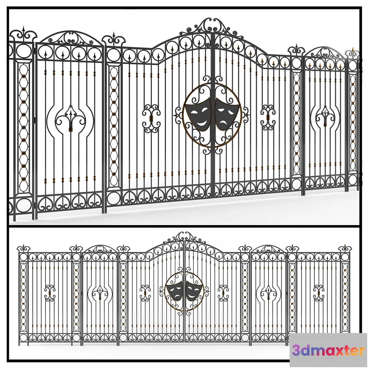 1276834 - Forged gate with a fence. 3D Max