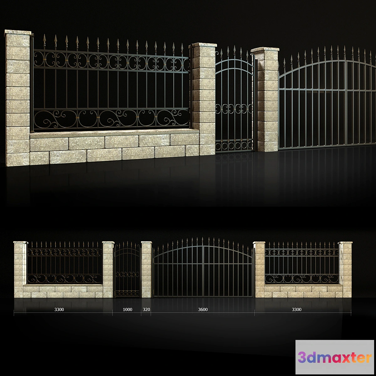 1305929 - Fence with gate and wicket 4 3D Max