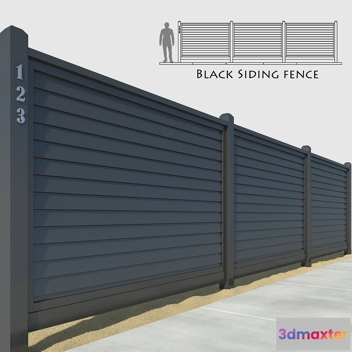 1327222 - Black siding fence 3D Max