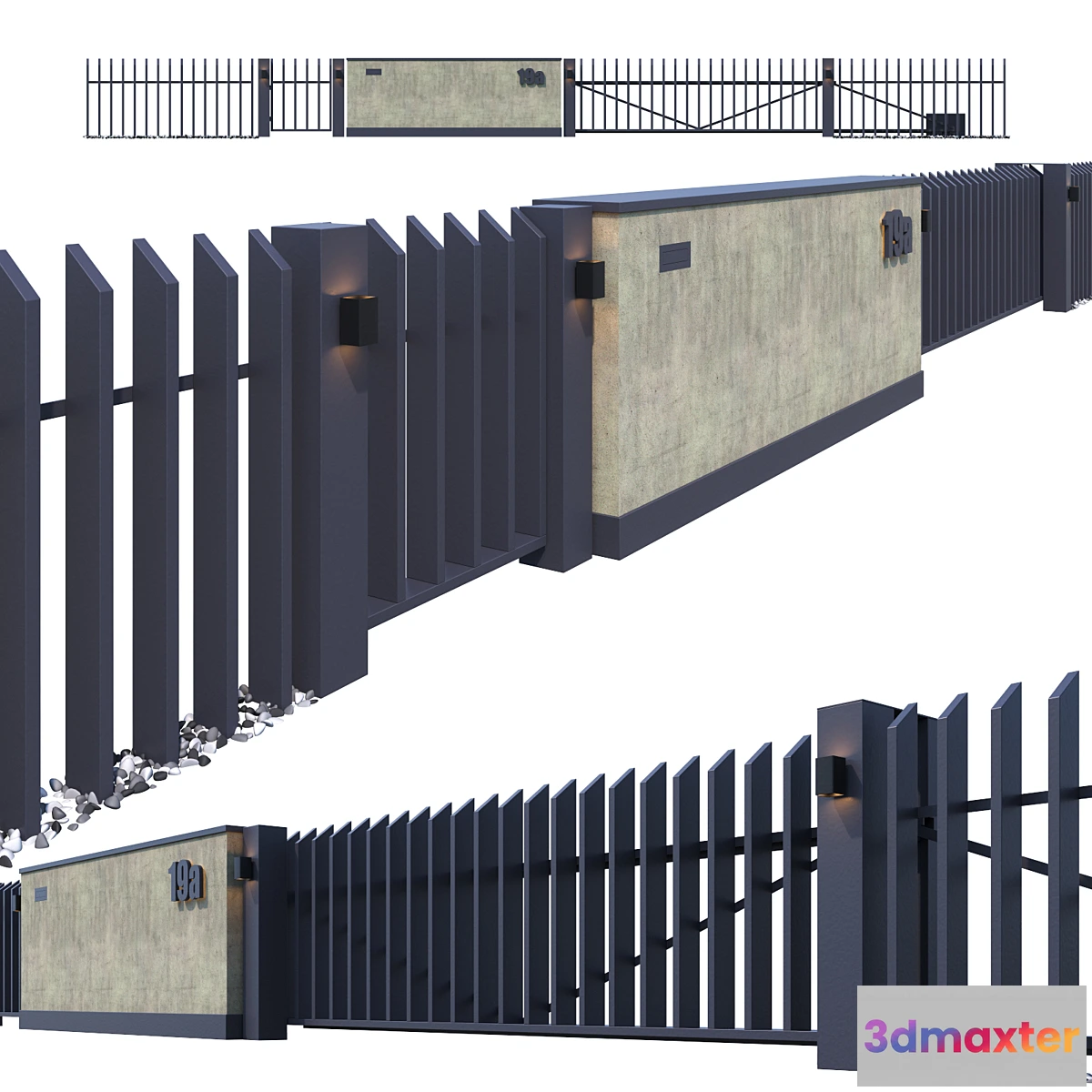 1329415 - Fence with sliding gates 3D Max