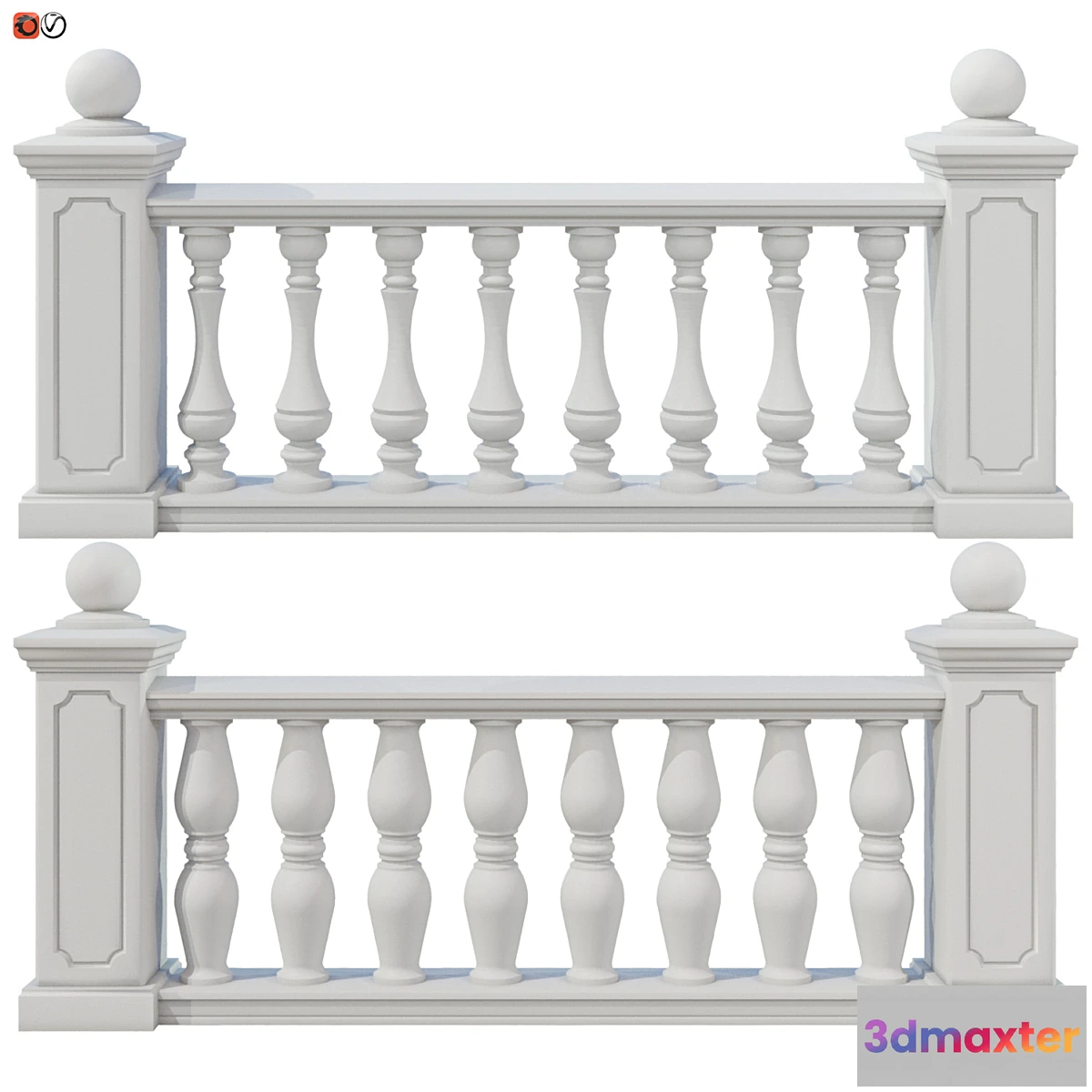1399158 - Balustrade classic set 4 3D Max