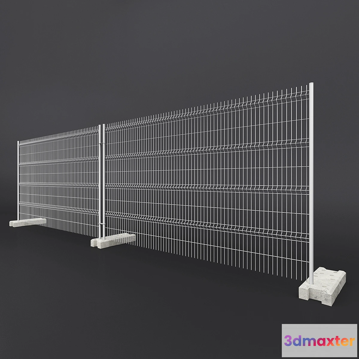 1403374 - Temporary fencing with concrete base 3D Max