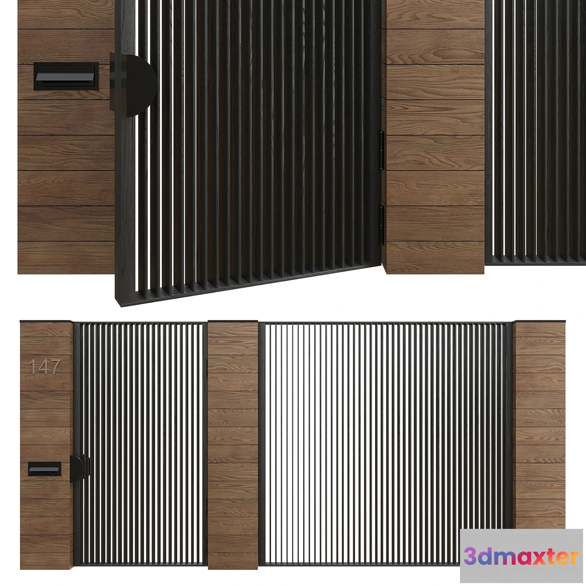 1405404 - Entrance doors with a fence (gate) 3D Max