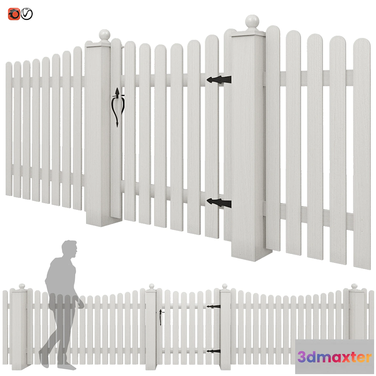 1406934 - White picket fence_05 3D Max