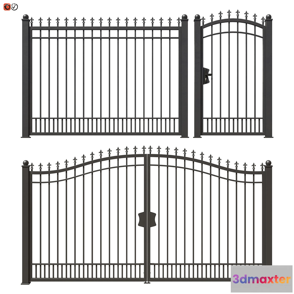 1413950 - Set of forged railing 02 3D Max