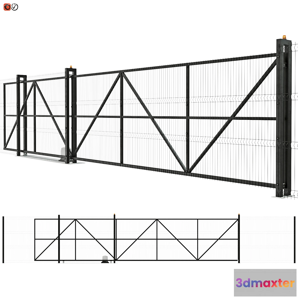 1418888 - Sliding industrial mesh gates 3D Max