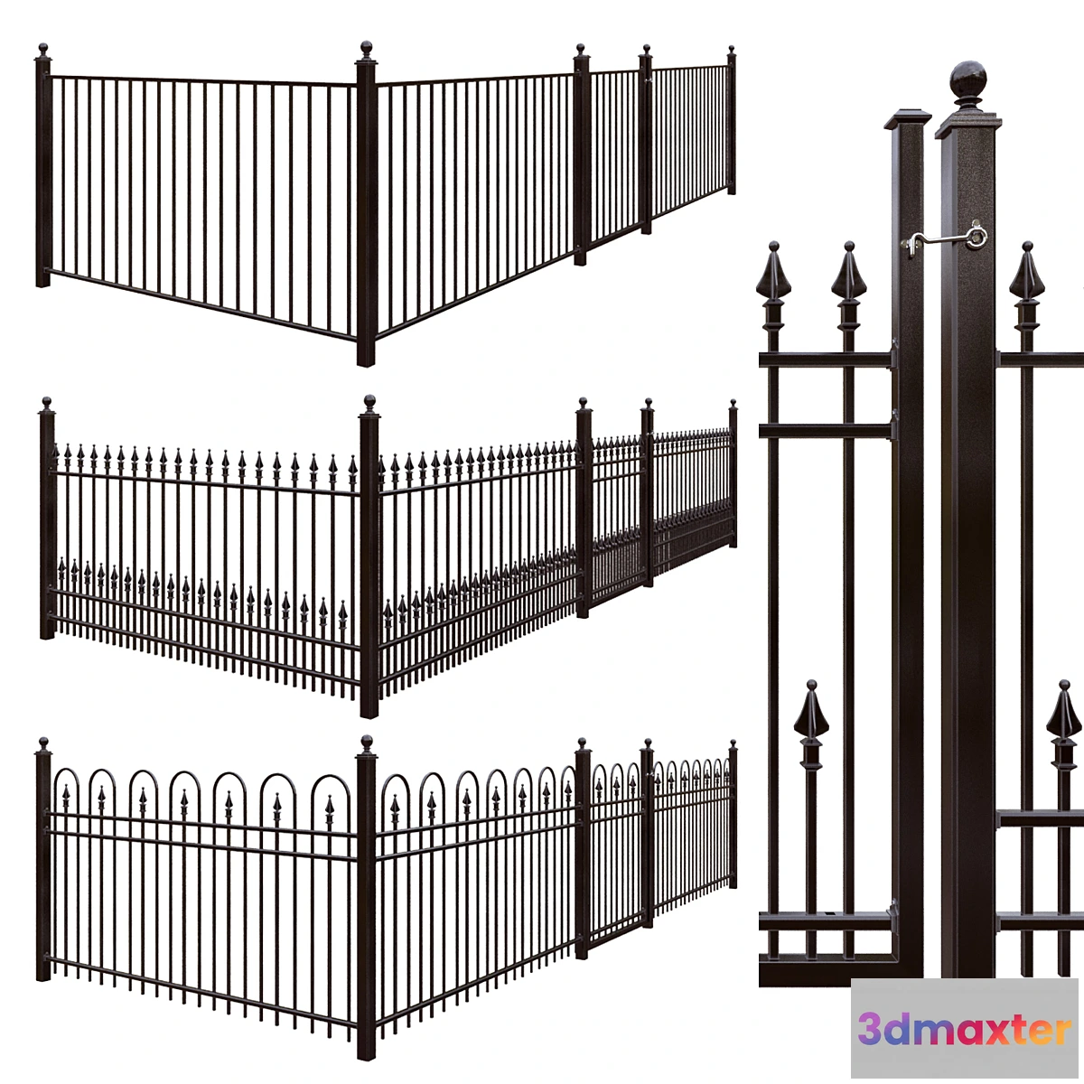 1478526 - Iron fence set - Hoop and Picket _ Puppet Picket _ Pool 3D Max