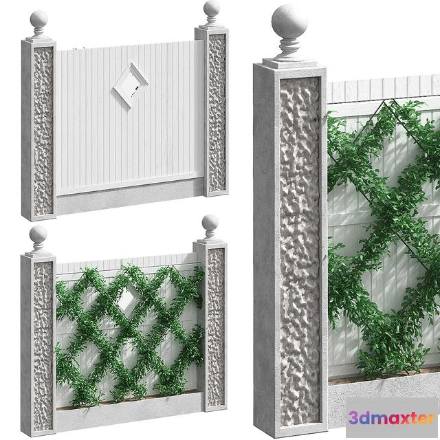 1566234 - Fence with landscaping 3D Max