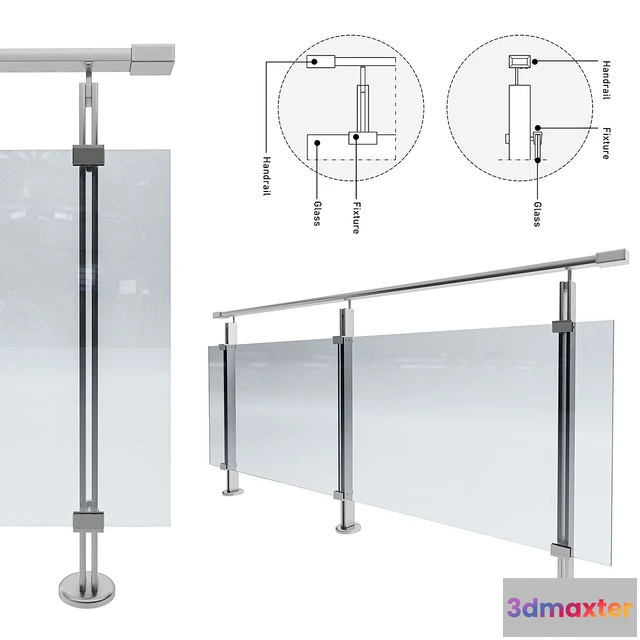 1567042 - Glass railing 3D Max