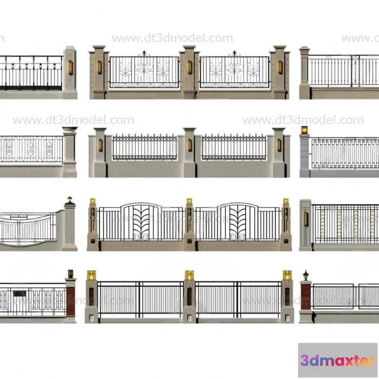 1686048 - Fence 3D Models for Free Download - Architecture Fence - 002 - VRAY Render 3D Max