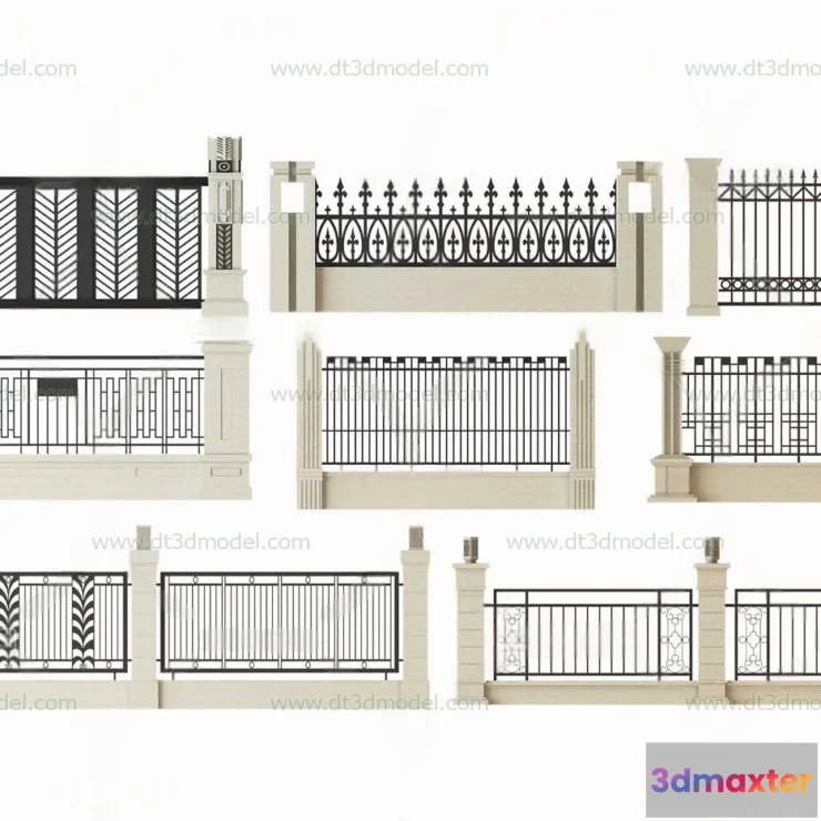 1686056 - Fence 3D Models for Free Download - Architecture Fence - 006 - VRAY Render 3D Max