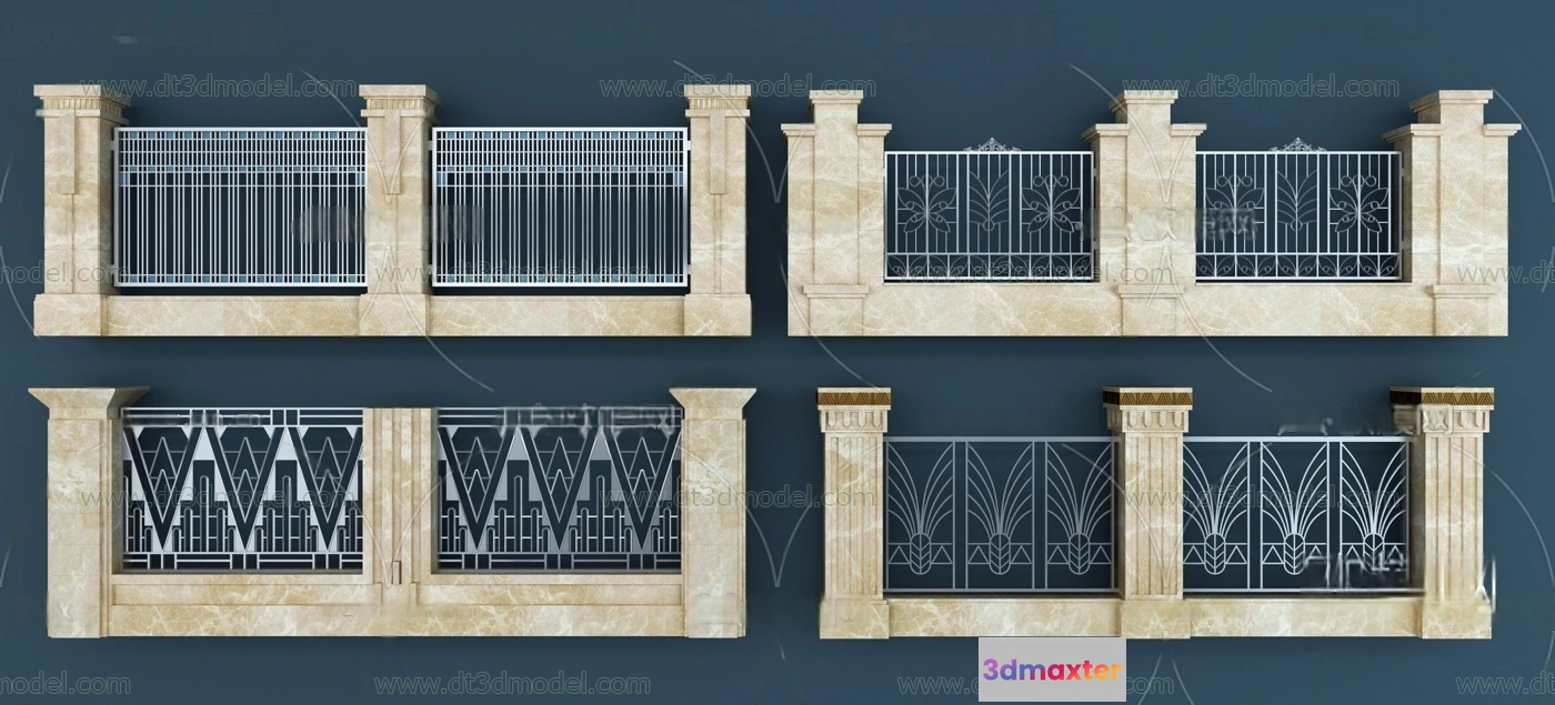 1686058 - Fence 3D Models for Free Download - Architecture Fence - 007 - VRAY Render 3D Max