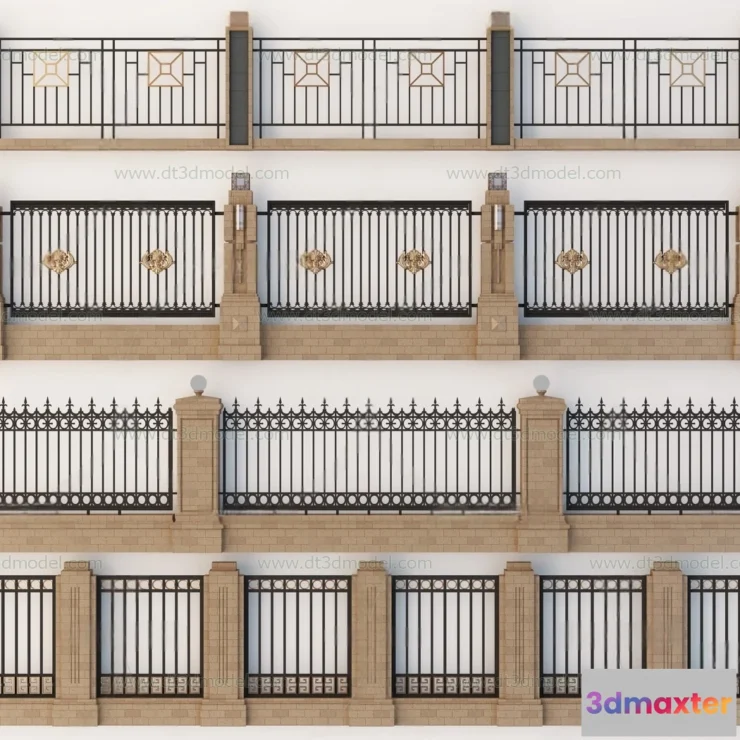 1686068 - Fence 3D Models for Free Download - Architecture Fence - 012 - VRAY Render 3D Max