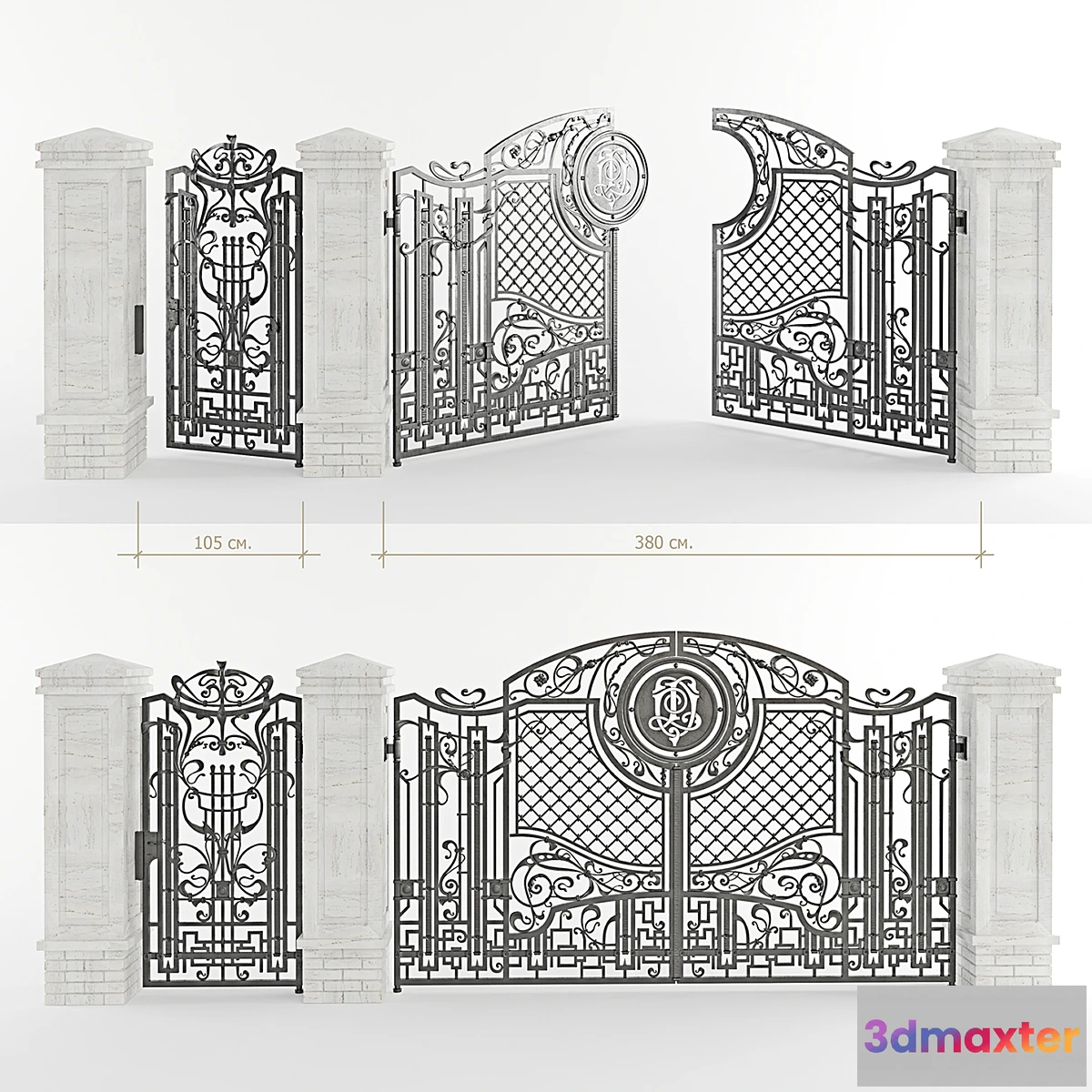 577650 - Forged gate with a gate and pillars