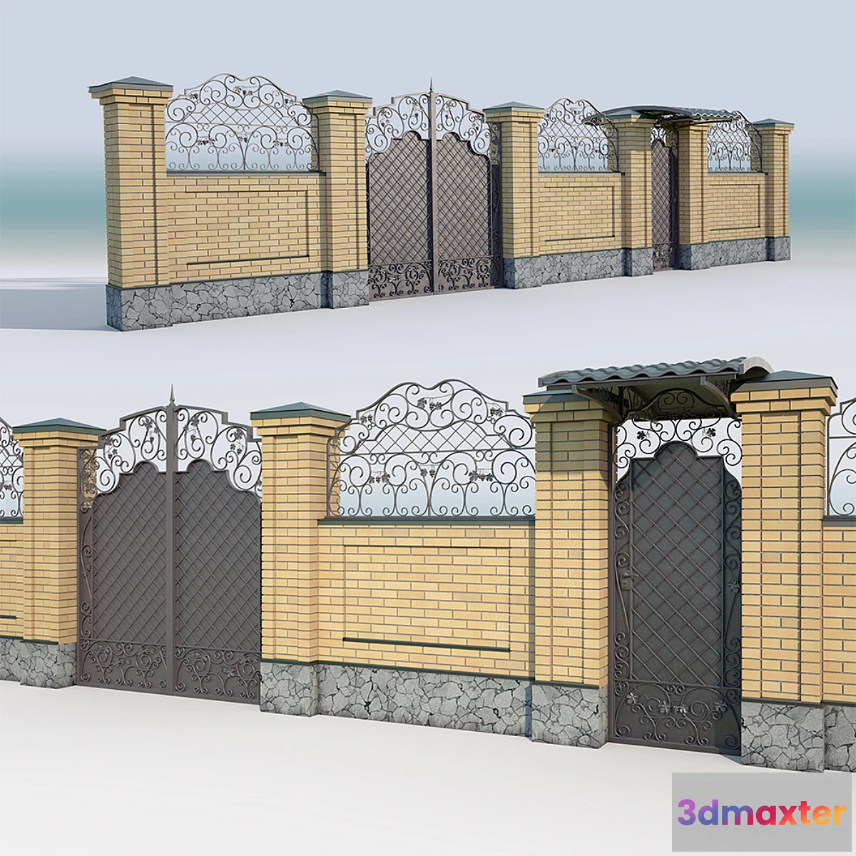 635943 - Brick fence_forging gate