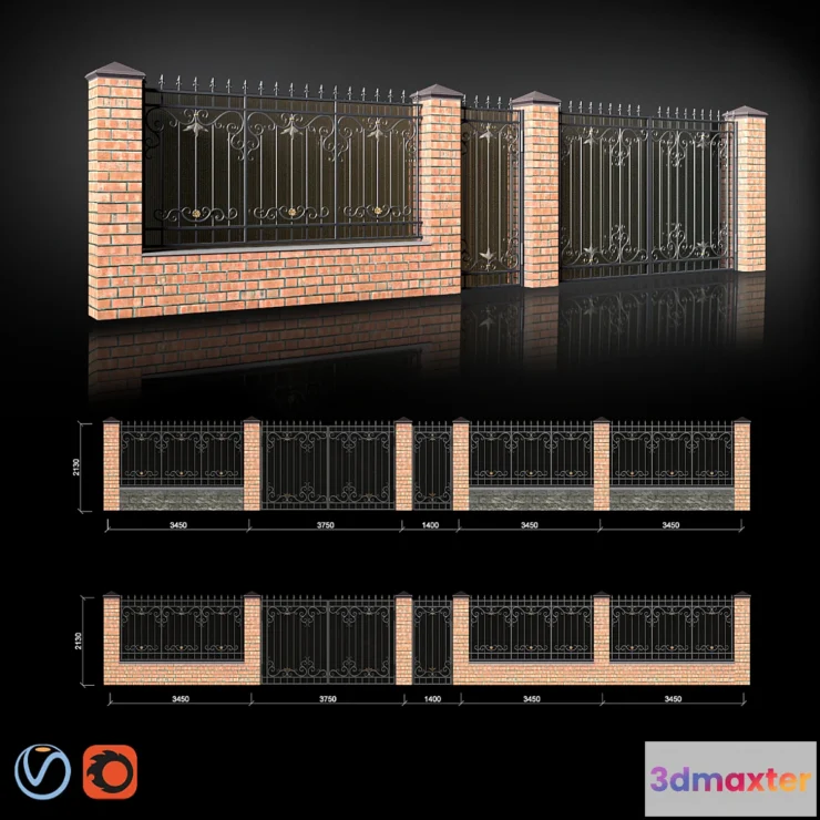 820884 - Fence with gates and wicket - No.3